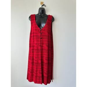 Vintage 90s Coldwater Creek Red Black Paisley Duster 90s style Sleeveless Midi M